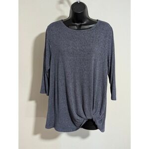 Matty M Slate Blue Oversized Knit Twist-Front Top- Size Medium